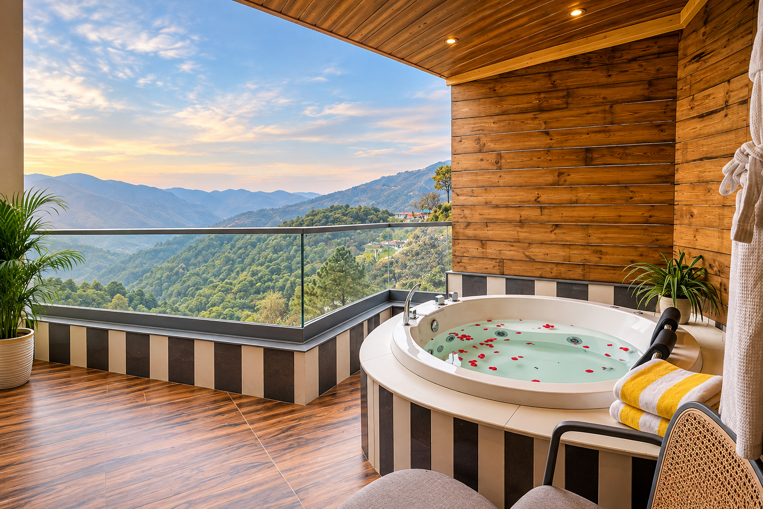 OREN Kasauli — Jacuzzi Room with hillside views